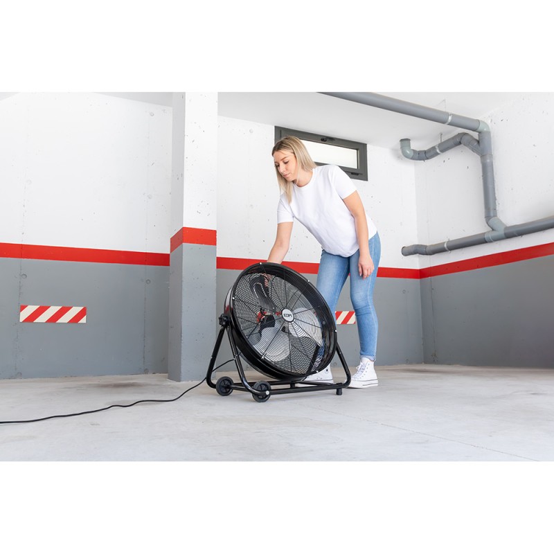 Ventilador industrial de suelo, con ruedas, negro 180 w 59,8 db aspas ø60 x 70 cm