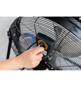 Ventilador industrial de suelo, con ruedas, negro 180 w 59,8 db aspas ø60 x 70 cm