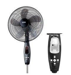Ventilador de pie mando a distancia, negro, potencia 60 w 62,9 db aspas ø40 cm, altura regulable 110-130 cm