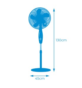 Ventilador de pie mando a distancia, negro, potencia 60 w 62,9 db aspas ø40 cm, altura regulable 110-130 cm