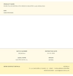 Micro pila de boton litio cr2025 3v (blister 2 unid.) ø20x2,5mm