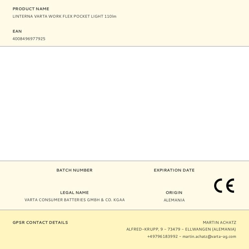 Linterna varta work flex pocket light 110lm