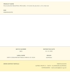 Pila alkalina industrial pro 6lr61- 9 v (caja 20 uds) 26,5 x 17,5 x 48,5 mm