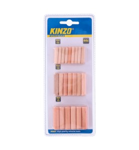 Pack 44 clavijas de madera 1,8x0,6cm, 1,4x0,8cm, 1,2x1cm kinzo