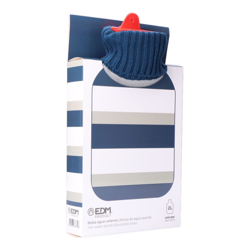 Bolsa de agua caliente 2 l modelo rayas azules