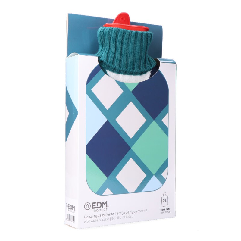 Bolsa de agua caliente 2 l modelo cuadros de colores marinos