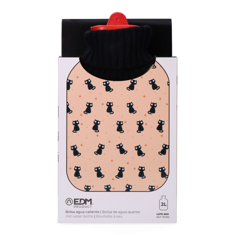 Bolsa de agua caliente 2 l modelo gatos negros