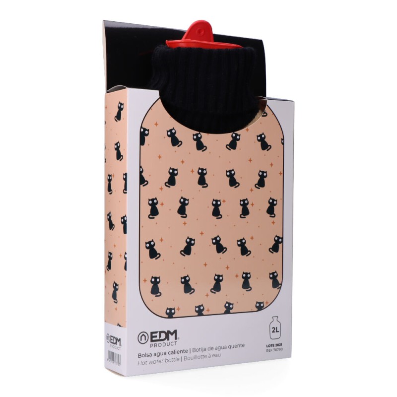 Bolsa de agua caliente 2 l modelo gatos negros
