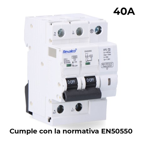 Iga 2p 40a c 10ka - protector de sobretension permanente segun normativa en-50550 y transitorio 5-15ka 275v