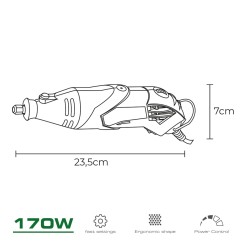 Herramienta multiusos rotativa 170w + 41 tipos de accesorio (190 piezas en total) 23,5 x 7 cm