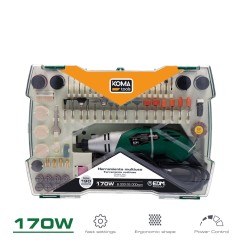 Herramienta multiusos rotativa 170w + 41 tipos de accesorio (190 piezas en total) 23,5 x 7 cm