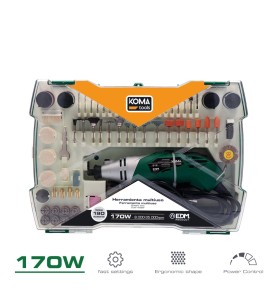 Herramienta multiusos rotativa 170w + 41 tipos de accesorio (190 piezas en total) 23,5 x 7 cm
