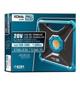 Foco proyector led 20w 1800 lm (sin batería ni cargador) 22,8 x 7 x 22,8 cm