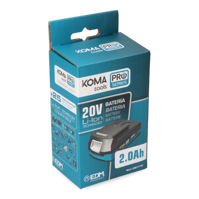 Bateria li-ion 20 v 2.0 ah 11,7 x 7,5 x 4,6 cm