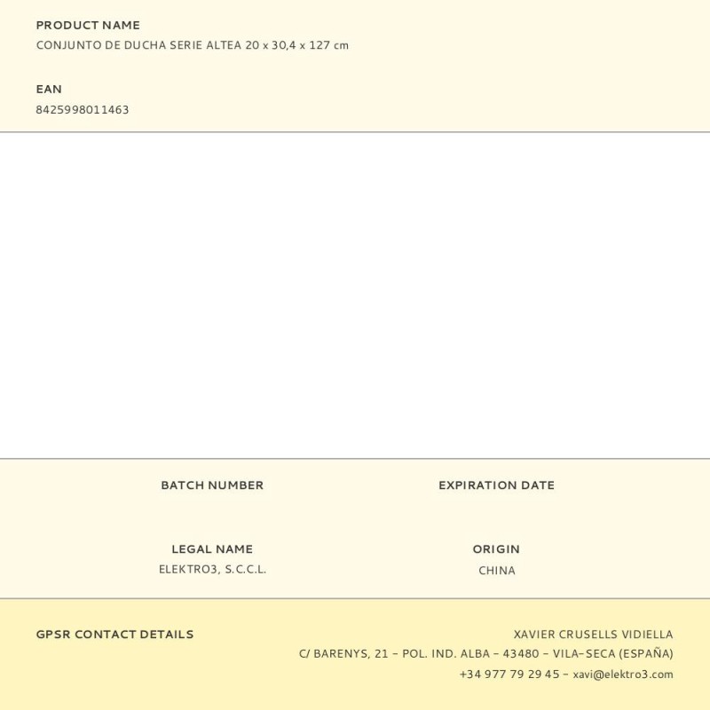 Conjunto de ducha serie altea 20 x 30,4 x 127 cm