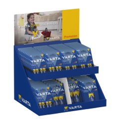 Expositor de carton de sobremesa con blisters varios aaa-aa-c-d-9v varta 43x36x29cm
