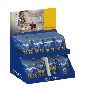 Expositor de carton de sobremesa con blisters varios aaa-aa-c-d-9v varta 43x36x29cm