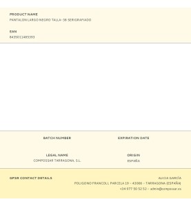 Pantalon largo negro talla-38 serigrafiado