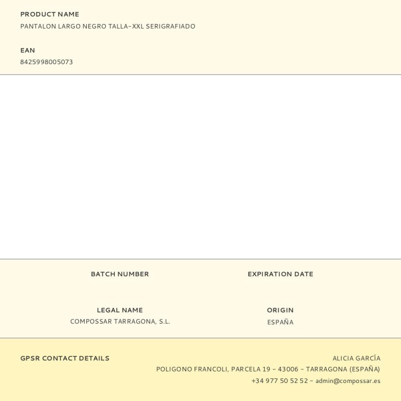 Pantalon largo negro talla-xxl serigrafiado