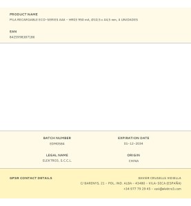 Pila recargable eco-series aaa - hr03 950 ma, ø10,5 x 44,5 mm, 4 unidades