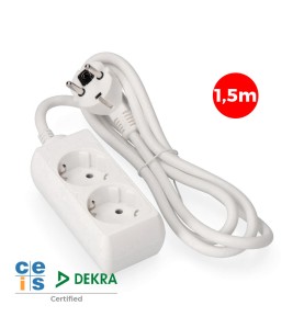 Prolongador con 2 tomas 2p+t, 16 a 250 v de cable h05vv-f 3g 1,5 m.