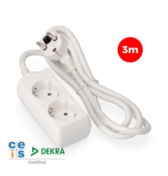 Prolongador con 2 tomas 2p+t, 16 a 250 v de cable h05vv-f 3g 3 m.