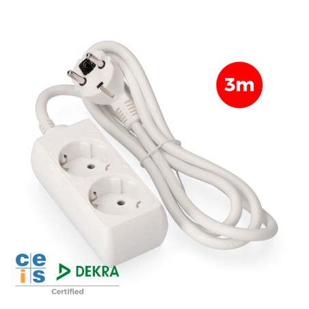 Prolongador con 2 tomas 2p+t, 16 a 250 v de cable h05vv-f 3g 3 m.