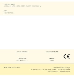 Bascula de baño digital efecto madera, máximo 180 kg