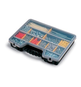 Organizador de compartimento con tapa hasta 20 divisiones: 5 fijas + 15 divisores removibles 39,5 x 30,5 x 6 cm