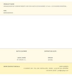 Organizador de compartimento con tapa hasta 20 divisiones: 5 fijas + 15 divisores removibles 51 x 33 x 6 cm