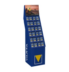 Expositor de carton de pilas varta "energy" 52 blisters 6xaaa lr03 + 100 blisters 6xaa lr06 varta 40x40x148cm