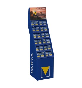 Expositor de carton de pilas varta "energy" 52 blisters 6xaaa lr03 + 100 blisters 6xaa lr06 varta 40x40x148cm