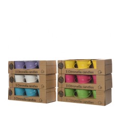 Set 3 velas citronela 45g ø5x6,5cm colores surtidos