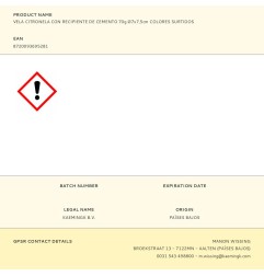 Vela citronela con recipiente de cemento 70g ø7x7,5cm colores surtidos