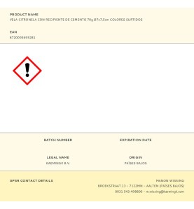 Vela citronela con recipiente de cemento 70g ø7x7,5cm colores surtidos