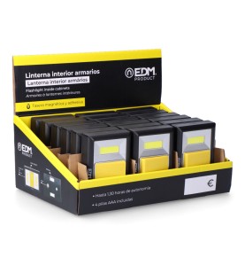 Linterna 2 leds 200 lumens con base imantada y adhesiva 4xaaa (pilas incluidas) edm