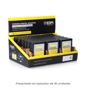 Linterna 2 leds 200 lumens con base imantada y adhesiva 4xaaa (pilas incluidas) edm