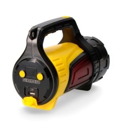 Linterna de cañón multifuncion. luz principal 10w 350lm + lateral 3w 100lm + lateral rojo 3w 20 lm y power bank