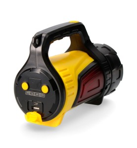 Linterna de cañón multifuncion. luz principal 10w 350lm + lateral 3w 100lm + lateral rojo 3w 20 lm y power bank