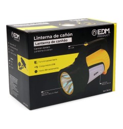 Linterna de cañón multifuncion. luz principal 10w 350lm + lateral 3w 100lm + lateral rojo 3w 20 lm y power bank