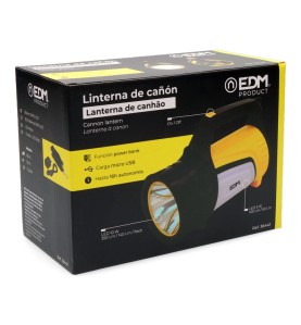 Linterna de cañón multifuncion. luz principal 10w 350lm + lateral 3w 100lm + lateral rojo 3w 20 lm y power bank