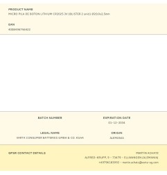 Micro pila de boton lithium cr2025 3v (blister 2 unid.) ø20,0x2,5mm