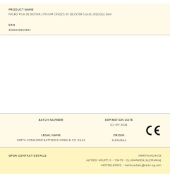 Micro pila de boton lithium cr2025 3v (blister 5 unid.) ø20,0x2,5mm