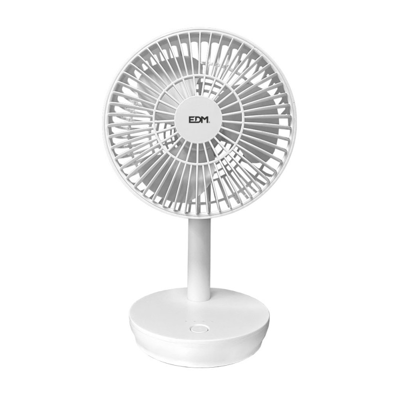 Ventilador de sobremesa recargable blanco potencia: 5w 31,6 db aspas: ø14,5 cm 17 x 13 x 26 cm