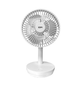 Ventilador de sobremesa recargable blanco potencia: 5w 31,6 db aspas: ø14,5 cm 17 x 13 x 26 cm