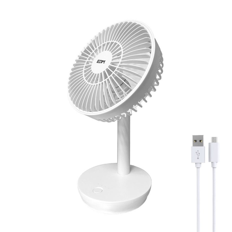 Ventilador de sobremesa recargable blanco potencia: 5w 31,6 db aspas: ø14,5 cm 17 x 13 x 26 cm