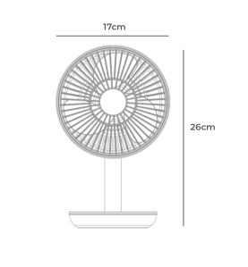 Ventilador de sobremesa recargable blanco potencia: 5w 31,6 db aspas: ø14,5 cm 17 x 13 x 26 cm