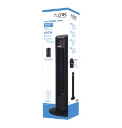 Ventilador de torre. potencia: 60 w 54,8 db, mando a distancia, negro 28 x 78,3 cm