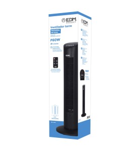 Ventilador de torre. potencia: 60 w 54,8 db, mando a distancia, negro 28 x 78,3 cm
