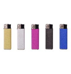 Encendedor modelo glitter recargable colores surtidos 8x2,5x1cm euro/u